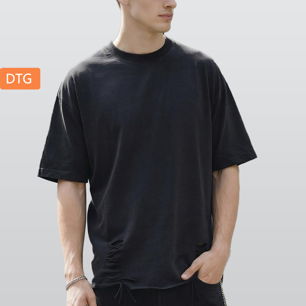 Men’s Distressed Washed Oversized T-Shirt|270GSM DTG