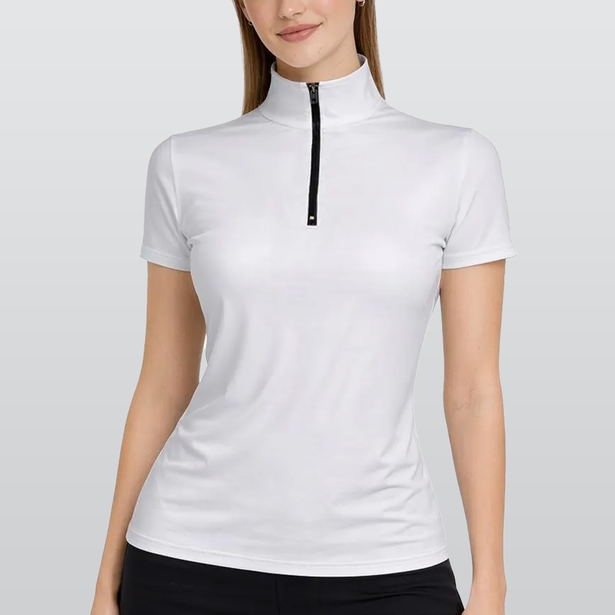 All Over Print Women's Short Sleeve Stand Collar T-Shirt