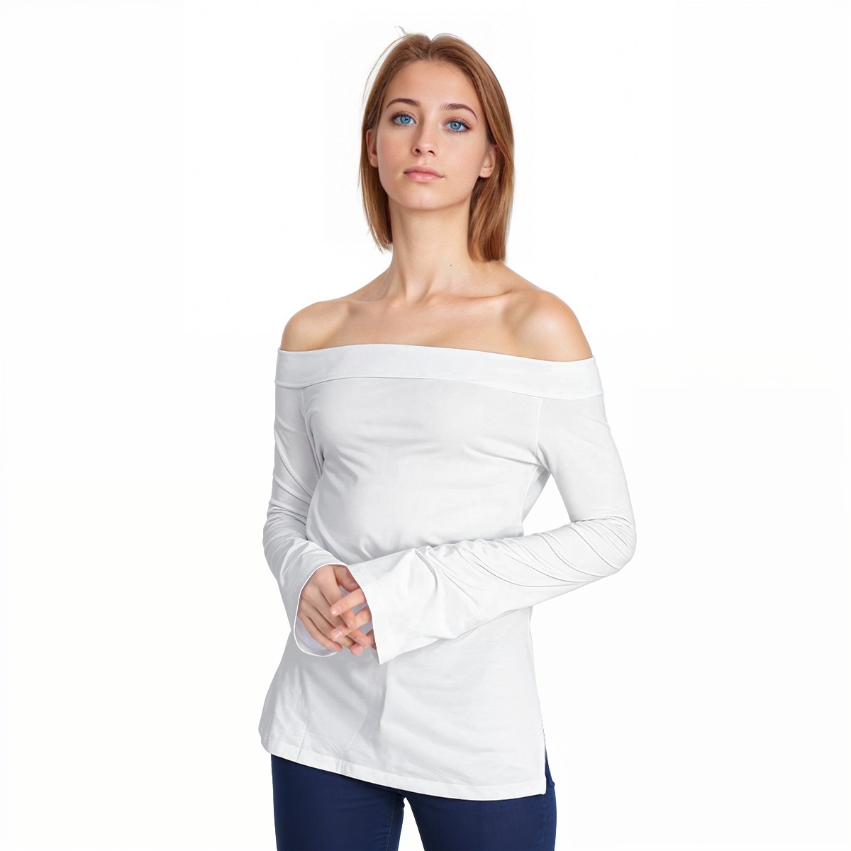 All-Over Print Women Off-Shoulder Long Sleeve Top