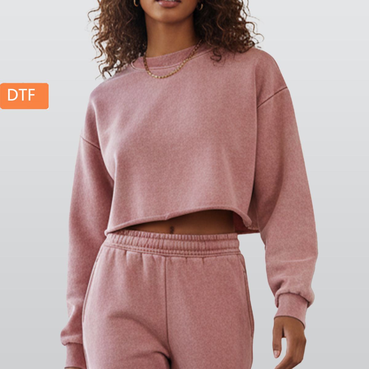 Women’s Cropped Distressed Sweatshirt|380GSM Cotton DTG