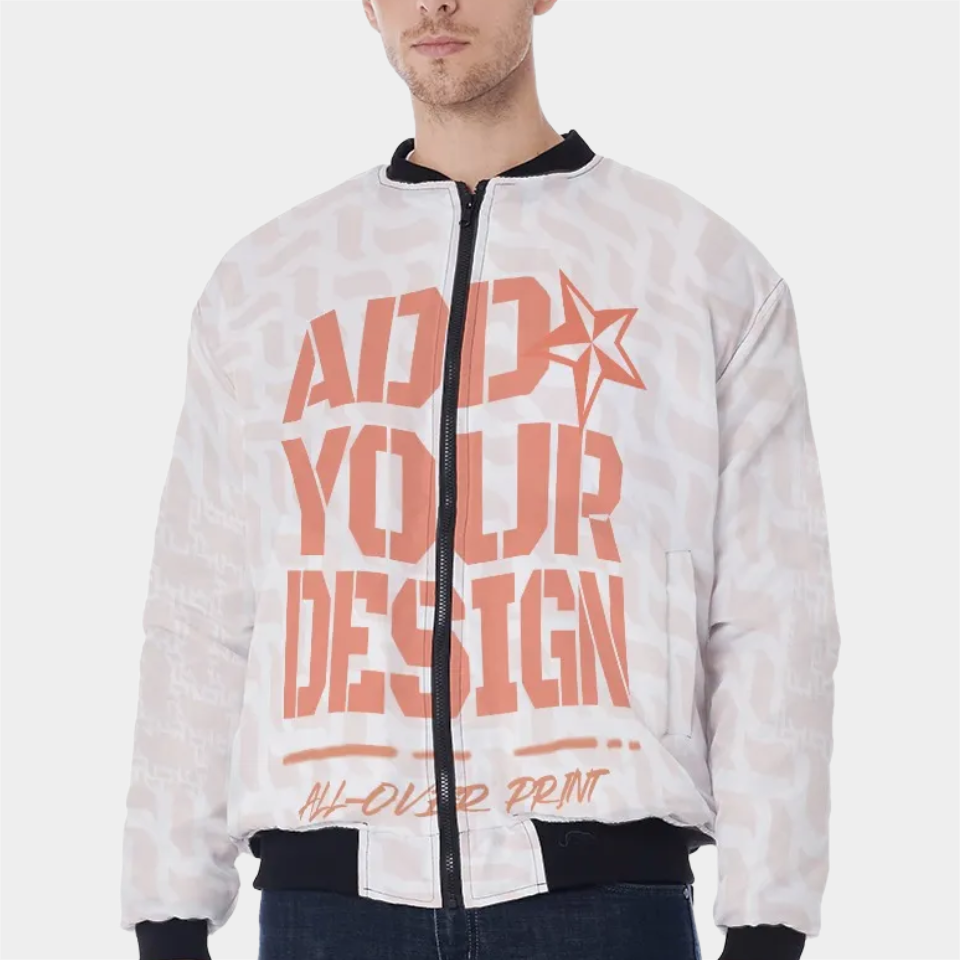 All-Over Print Men's Bomber Jacket Without Sleeve Pocket