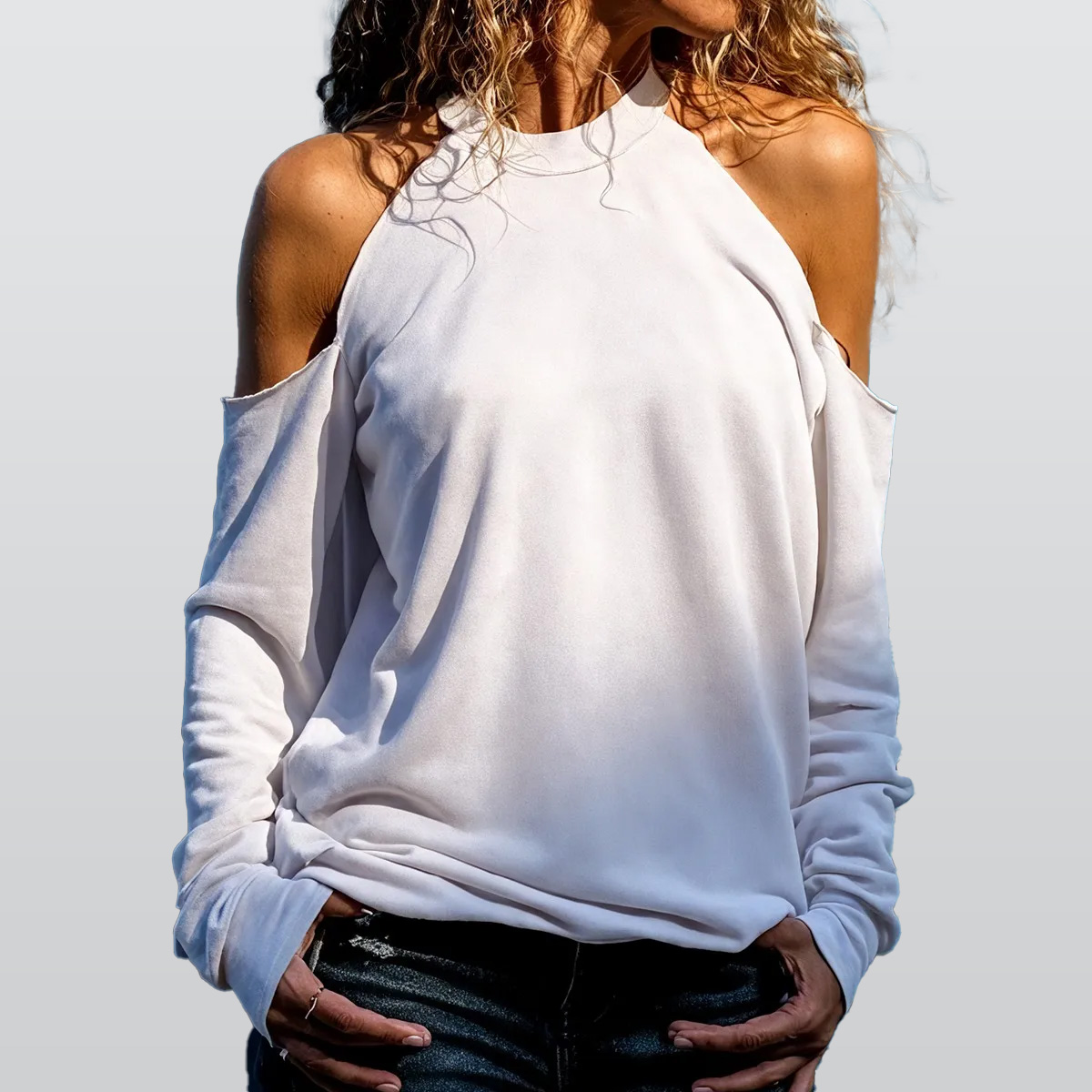 All-Over Print Women's Cold Shoulder Sweatirt