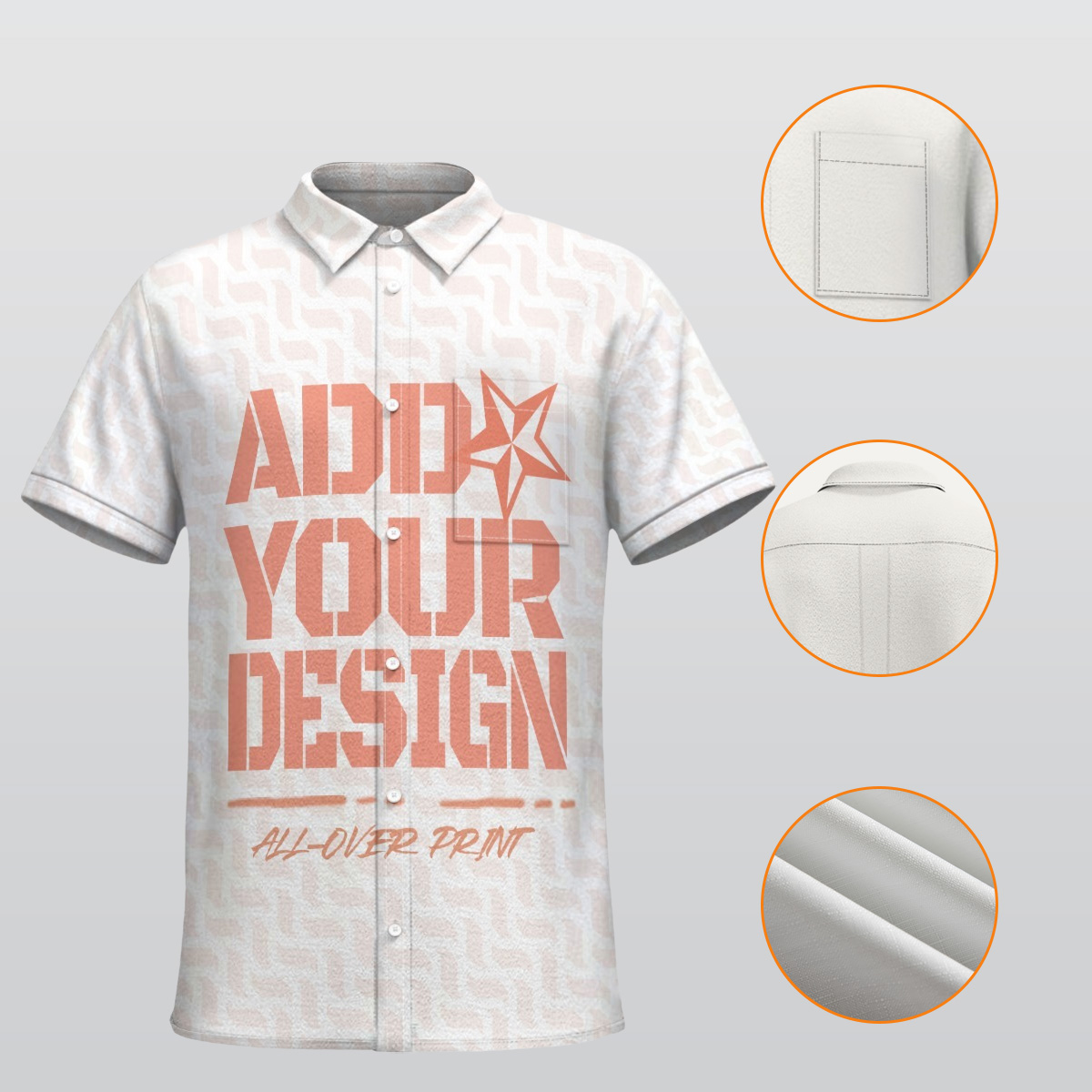 All-Over Print Men's Business Collared Shirt With Pocket|110GSM Imitation Flax