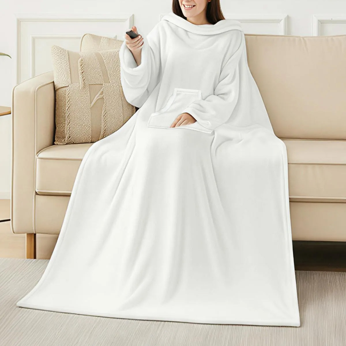 All-Over Print Cozy Wearable Blanket with Sleeves