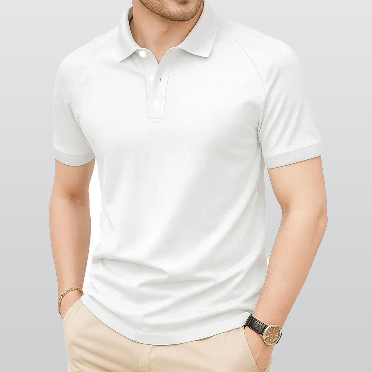 All-Over Print Men's Short Sleeve Polo Shirt With Button Closure