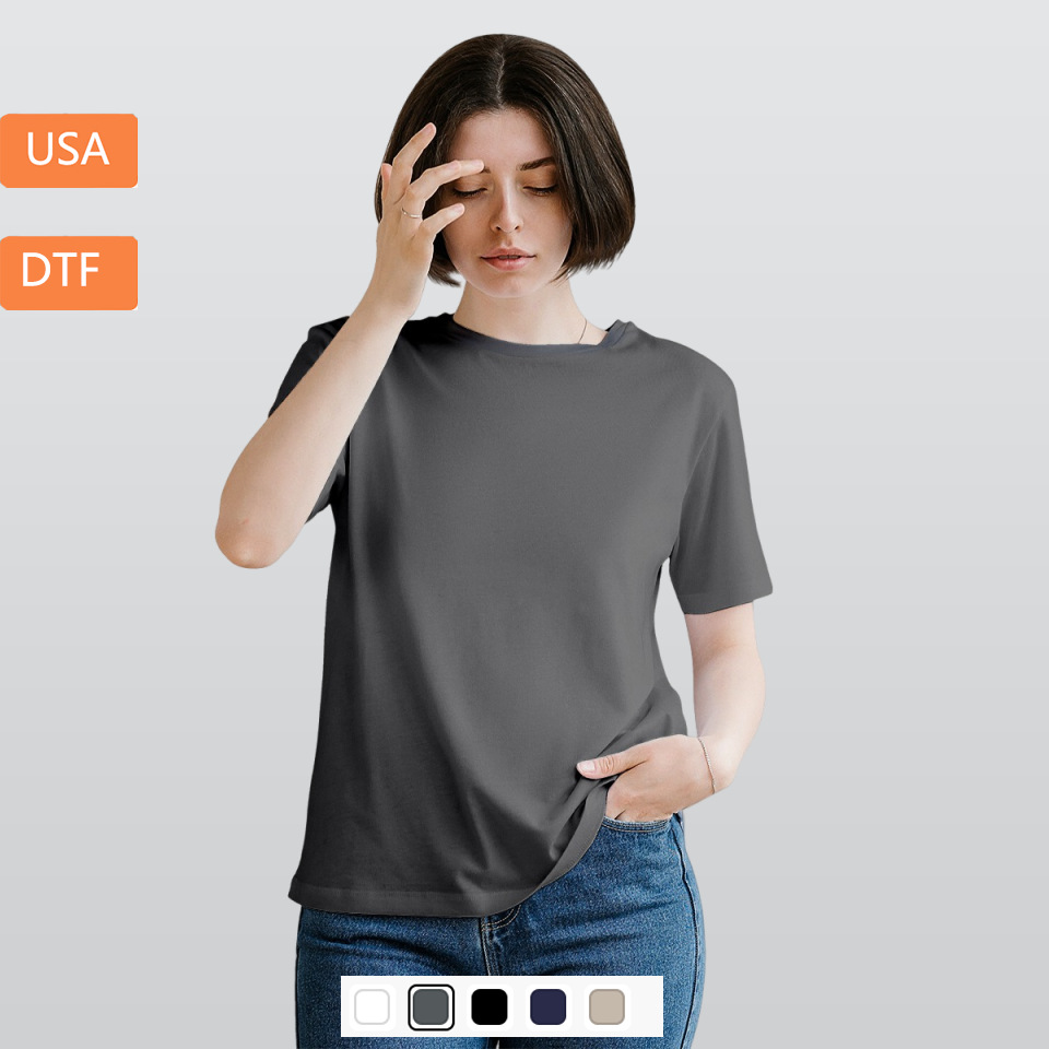 Women's Essential Crew Neck T-Shirt Printed in USA|180GSM Front DTF