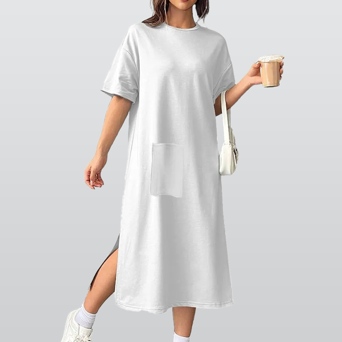 All-Over Print Women's Midi T-Shirt Dress|180GSM Cotton