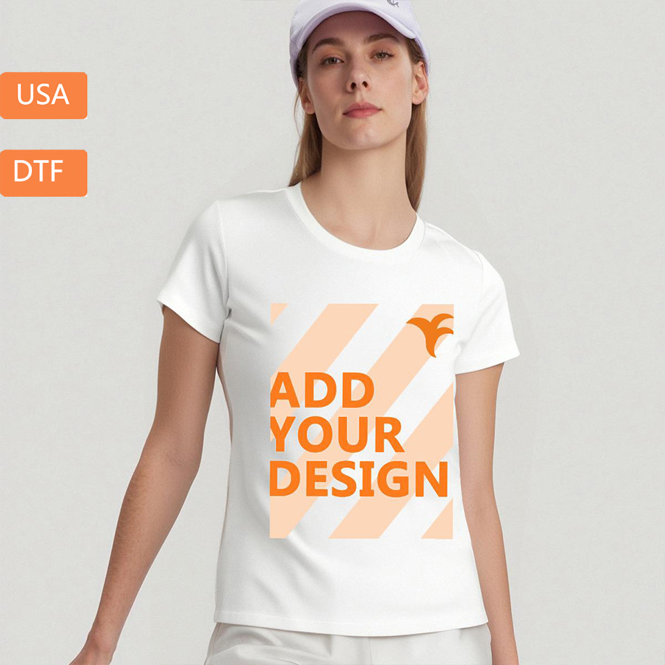 Women's Round-Neck Short-Sleeved T-Shirt Printed in USA|200GSM Cotton DTF
