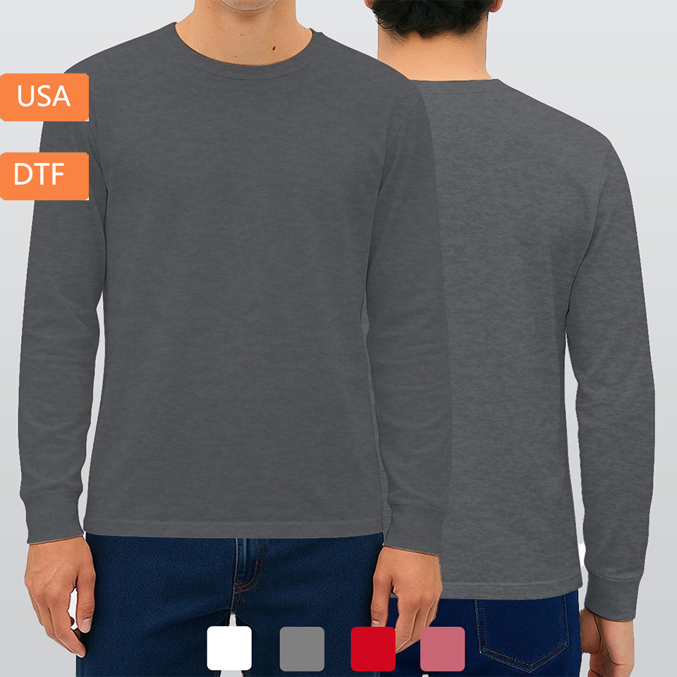 Men’s Long Sleeve T-Shirt Printed in USA| 180GSM Double DTF
