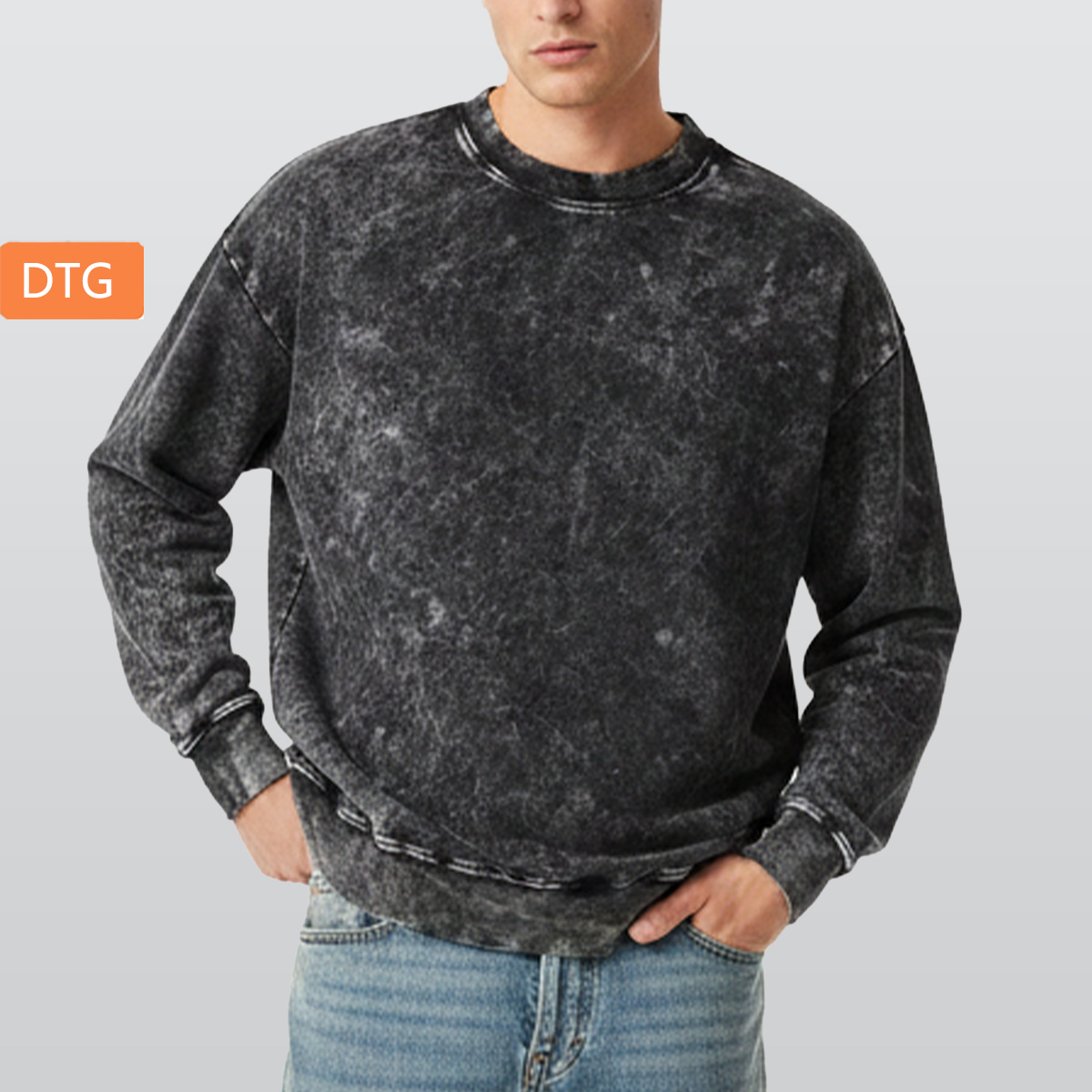 Men’s Distressed Vintage Wash Sweatshirt|360GSM DTG
