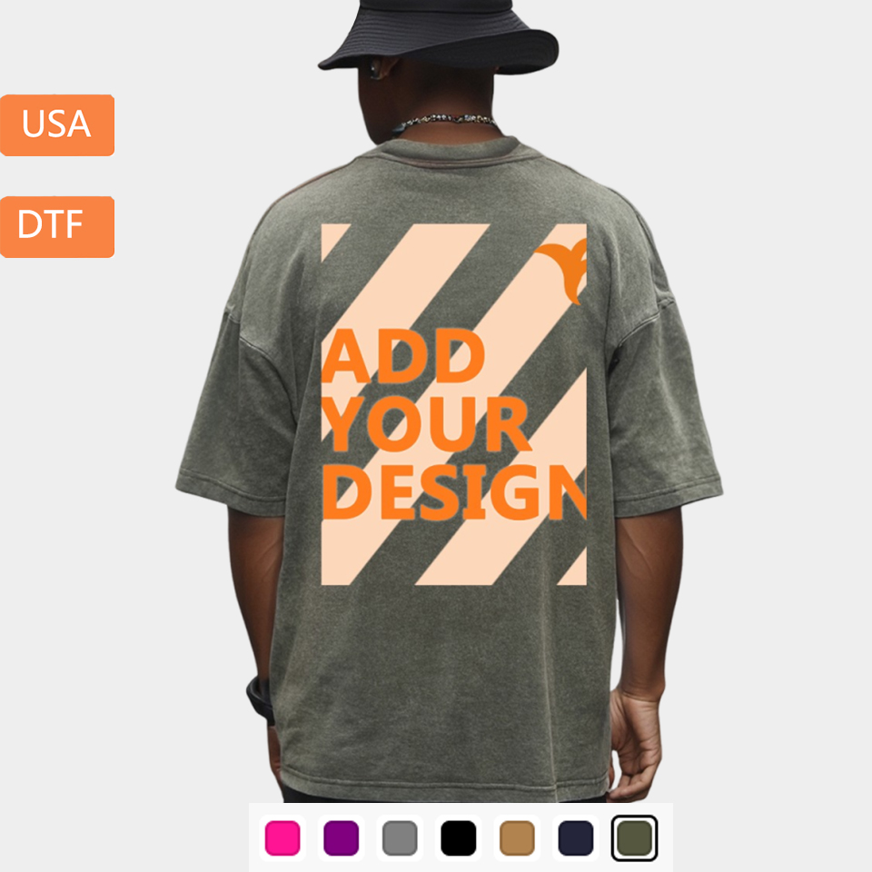Unisex Heavyweight T-shirt Printed in USA| 210GSM Back DTF
