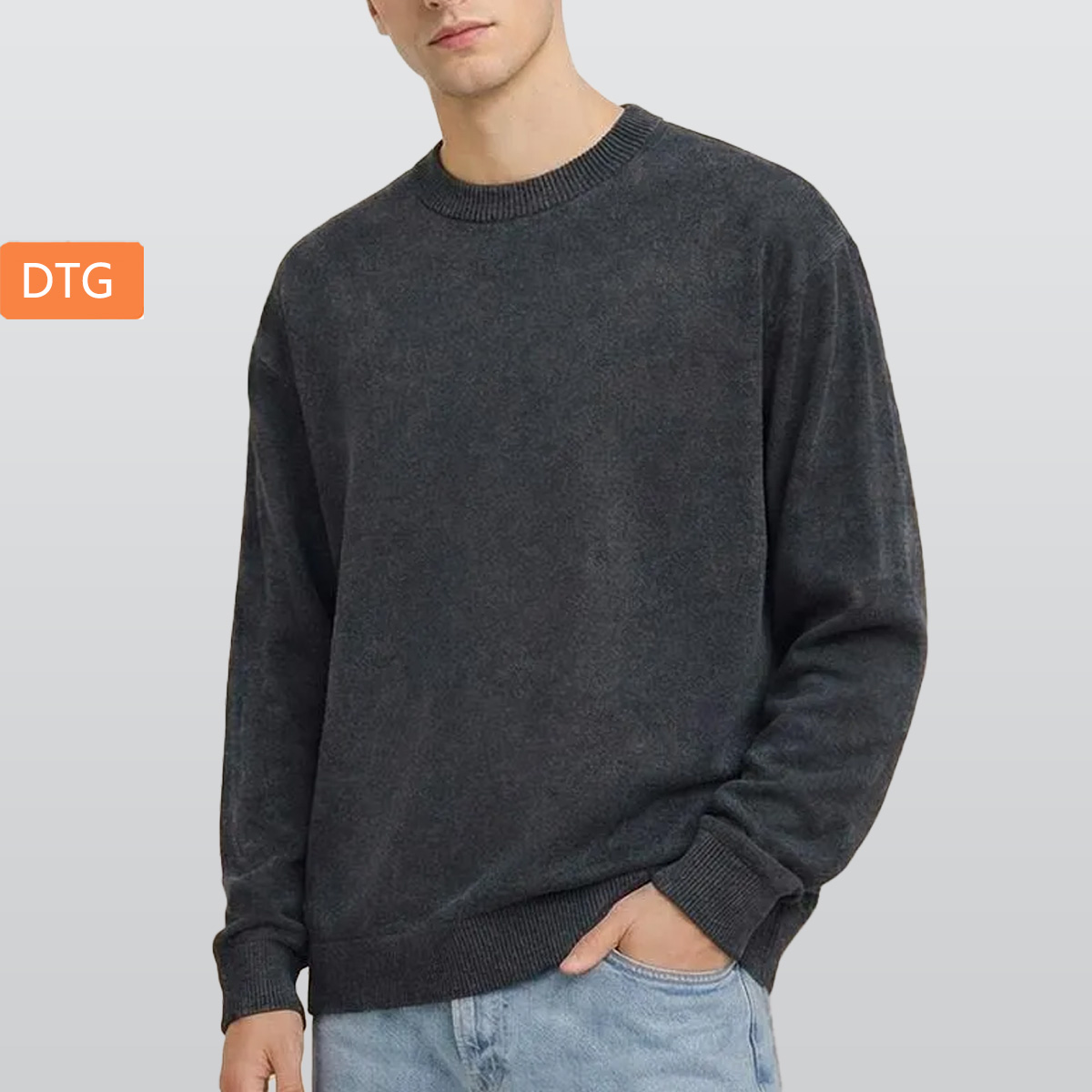 Men’s Vintage Crewneck Knit Sweater|285GSM DTG