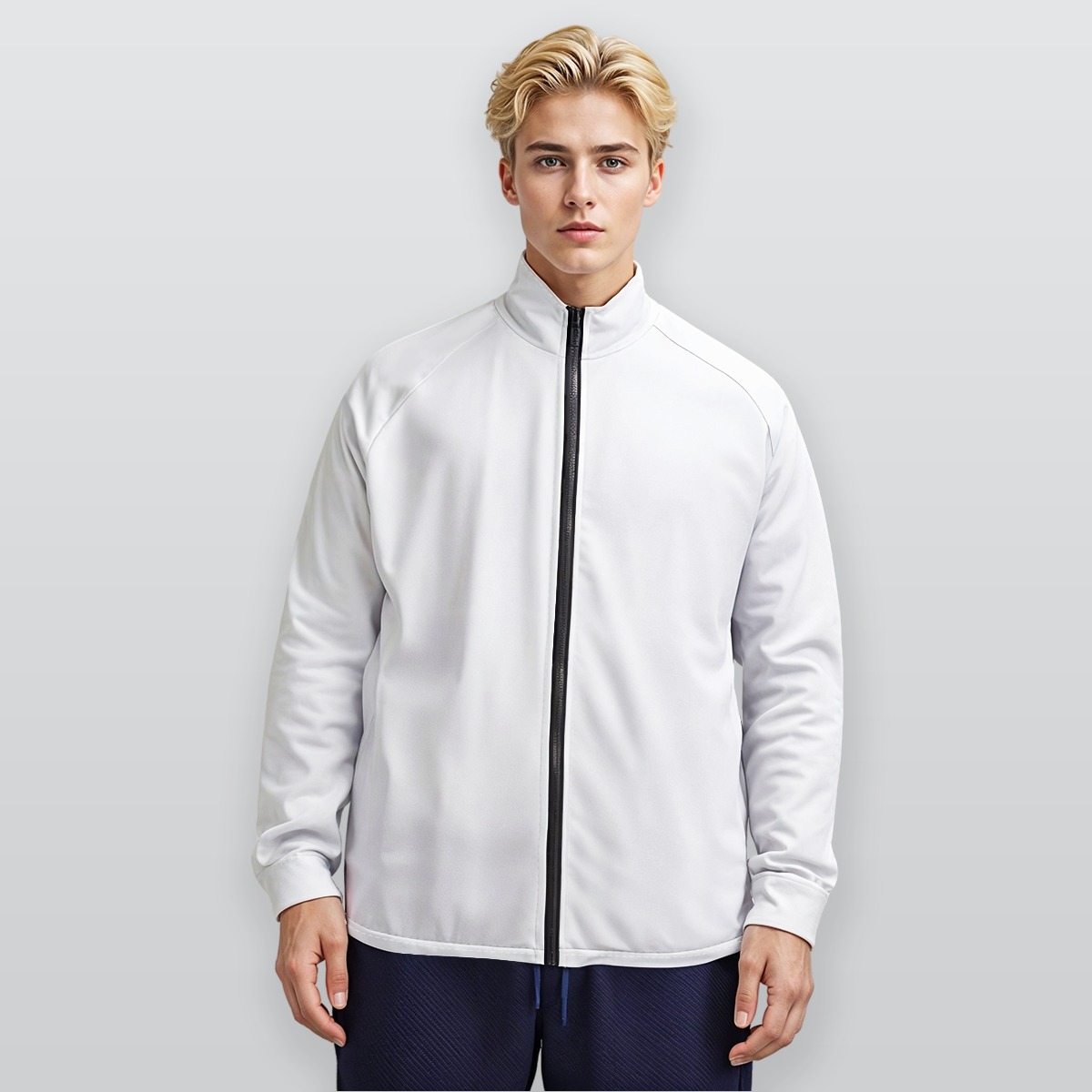 All-Over Print Men's Raglan Sleeve Stand Collar Jacket
