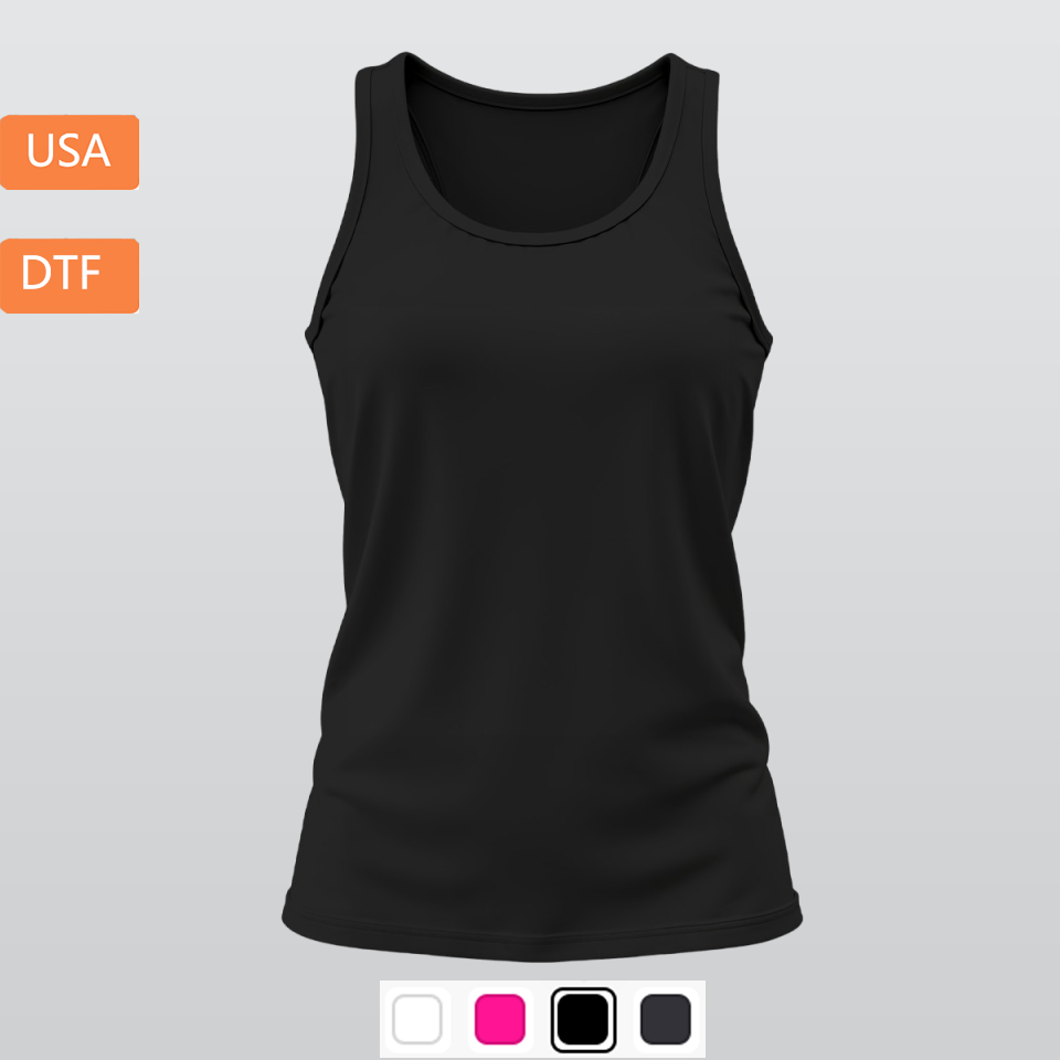 Women's Comfortable and Breathable Sports Tank Top Printed in USA|180GSM Front DTF