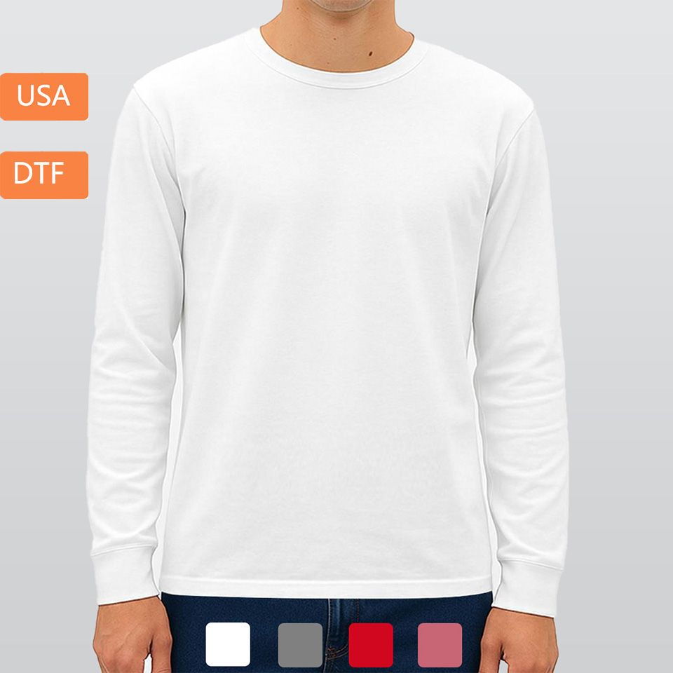 Men’s Long Sleeve T-Shirt Printed in USA|180GSM Double DTF