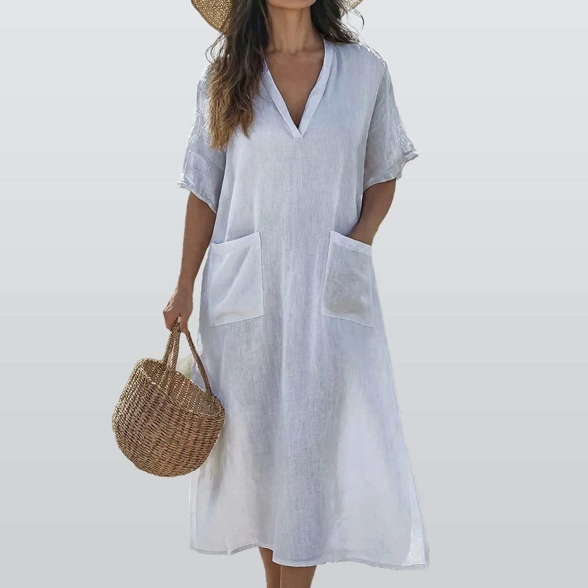 All-Over Print Women's Loose V-Neck Summer Dress