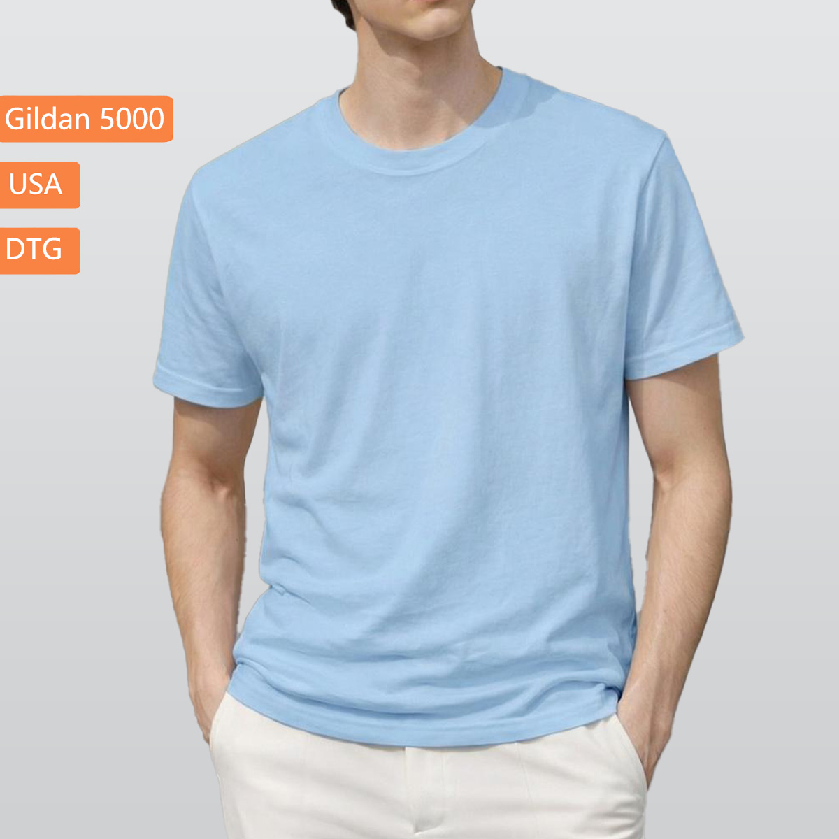 Men's T-Shirt Printed in USA |Gildan 5000 Double DTG