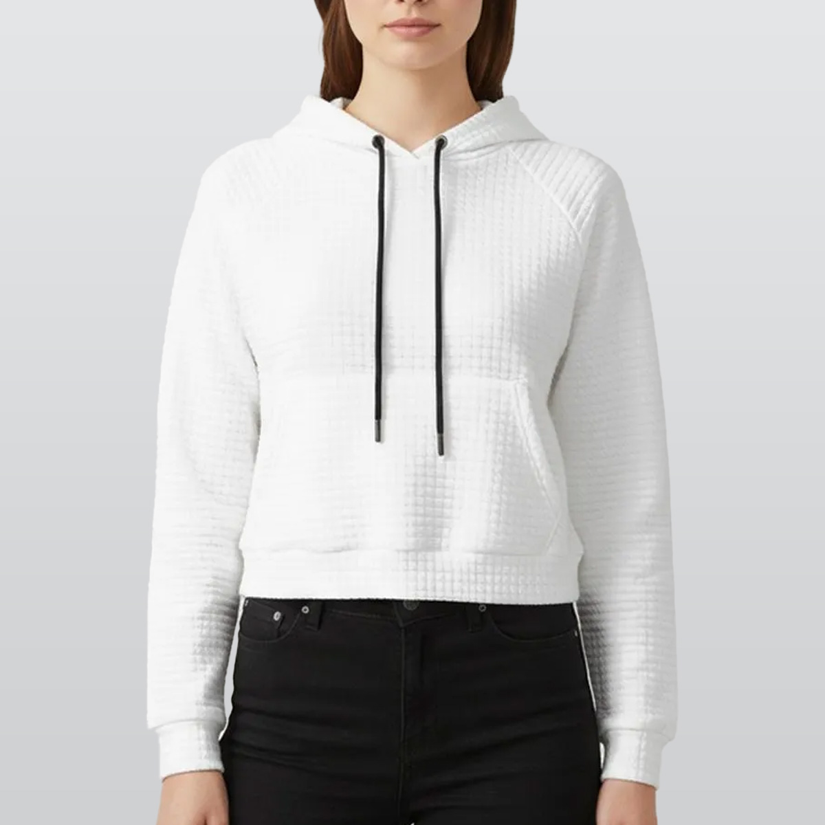 All-Over Print Women's waffle Hoodie With Raglan Sleeve
