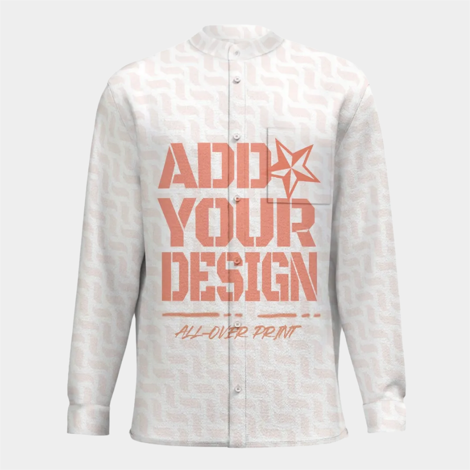 All-Over Print New Men'S Business Long-Sleeved Imitation Linen Shirt