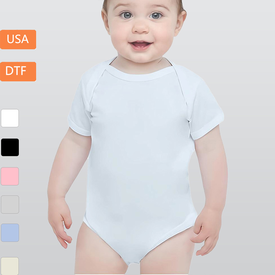Baby Short-Sleeve Onesie Printed in USA| 190GSM Front DTF