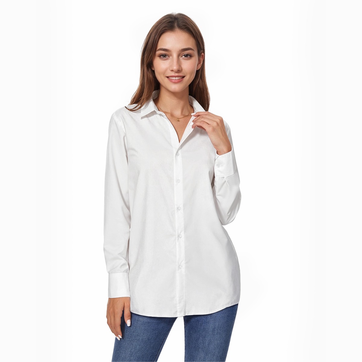 All-Over Print Women's Comfort Shirt With Button|140GSM Slub Cotton