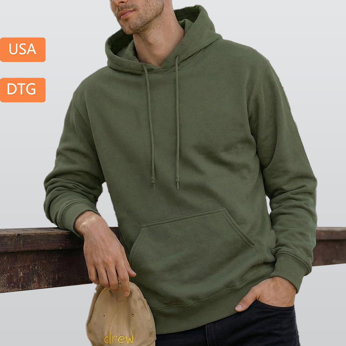Men's Hoodie Printed in USA |Gildan 18500 Double DTG