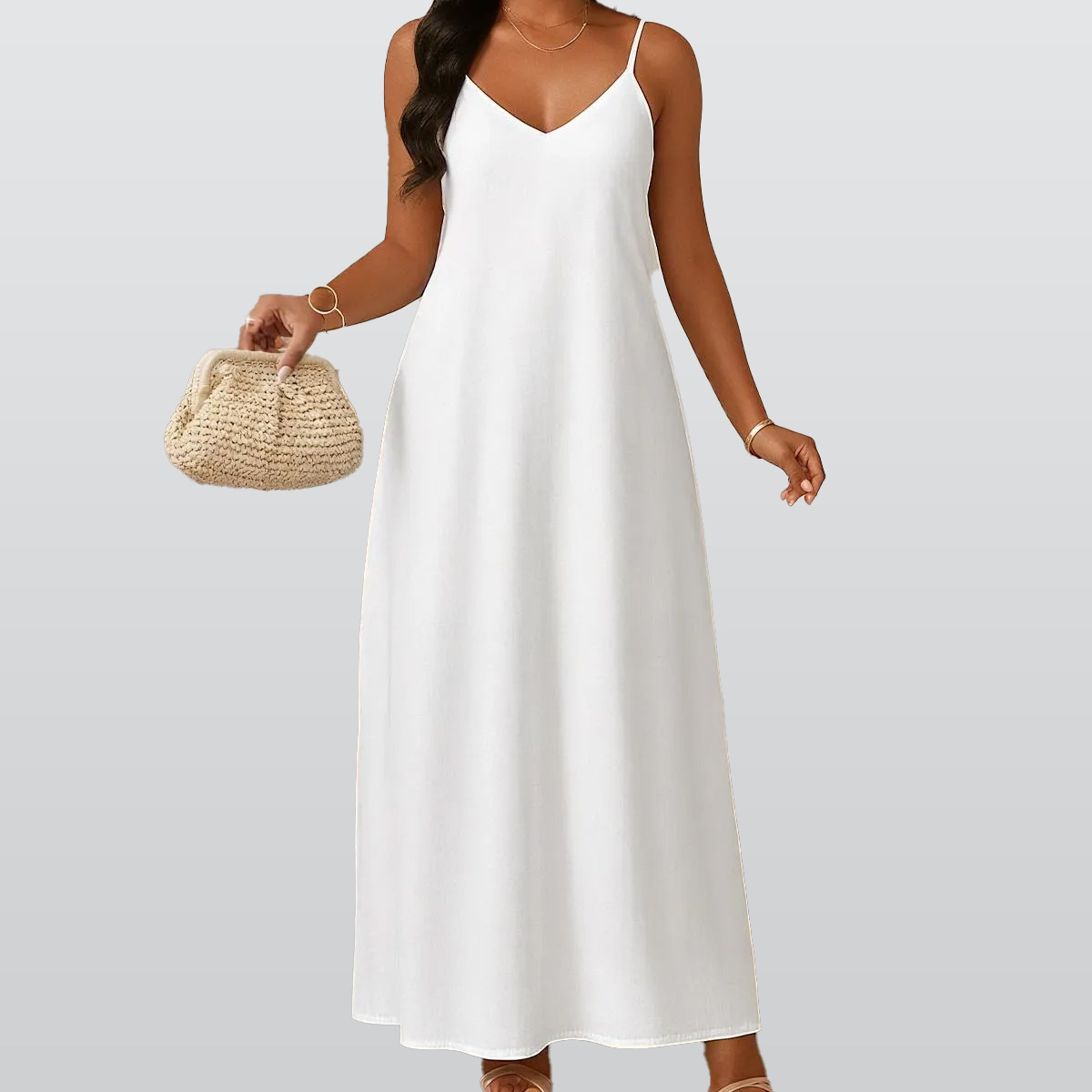 All-Over Print Women's Elegant V-Neck Maxi Dress