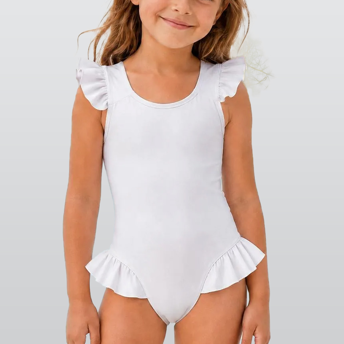 All-Over Print Girls' Ruffle Sleeve Swimsuit