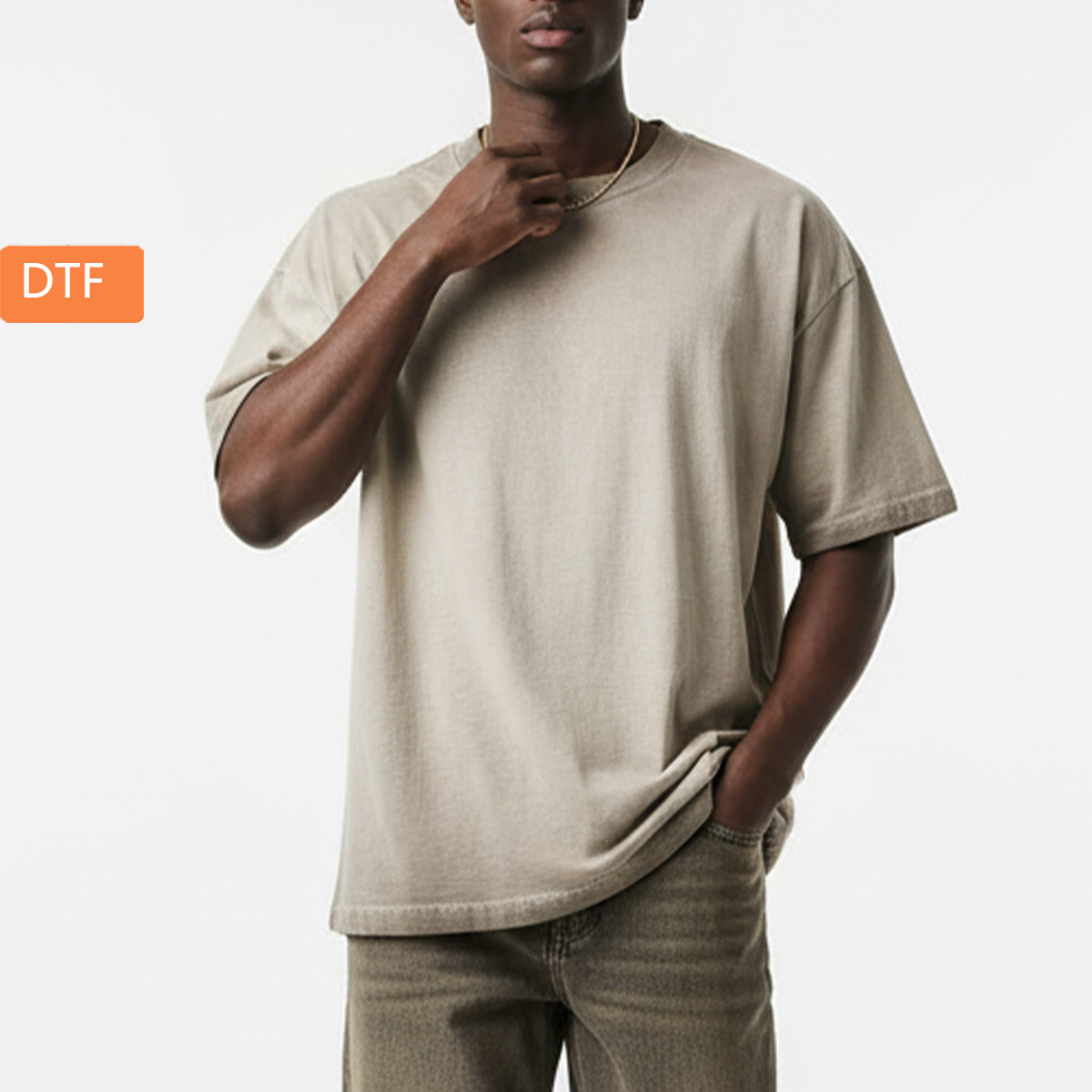 Men's Retro Heavyweight Washed T-shirt|Cotton DTF Double-Sided