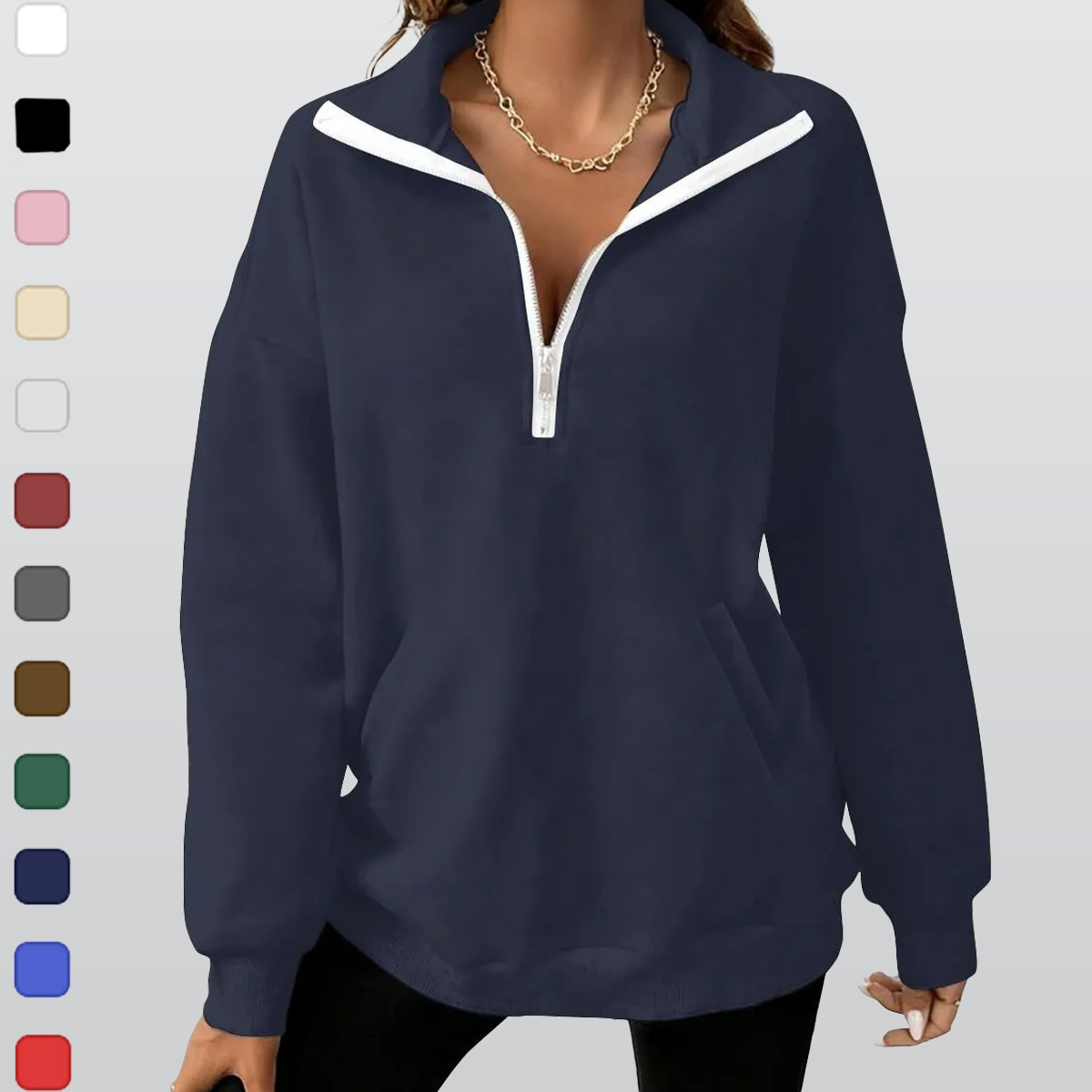 Women's Half-Zip Sweatshirt With Fleece|DTF