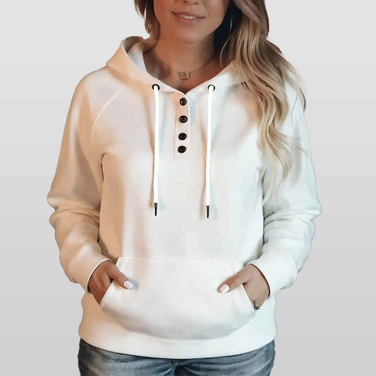 All-Over Print Women's Lapel Hoodie with Pocket