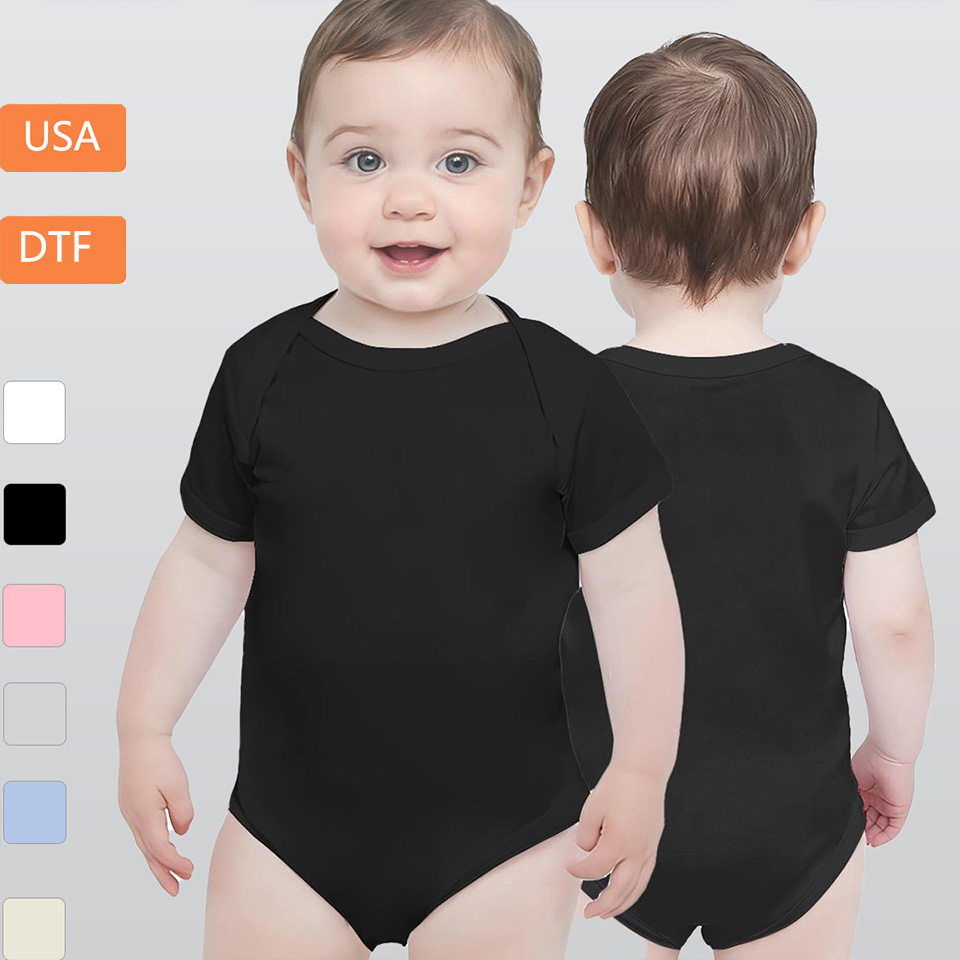 Baby Short-Sleeve Onesie Printed in USA| 190GSM Front Back DTF