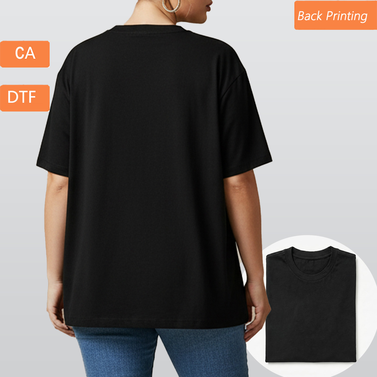 Women's Essential Crew Neck T-Shirt Printed in Canada|180GSM Back DTF