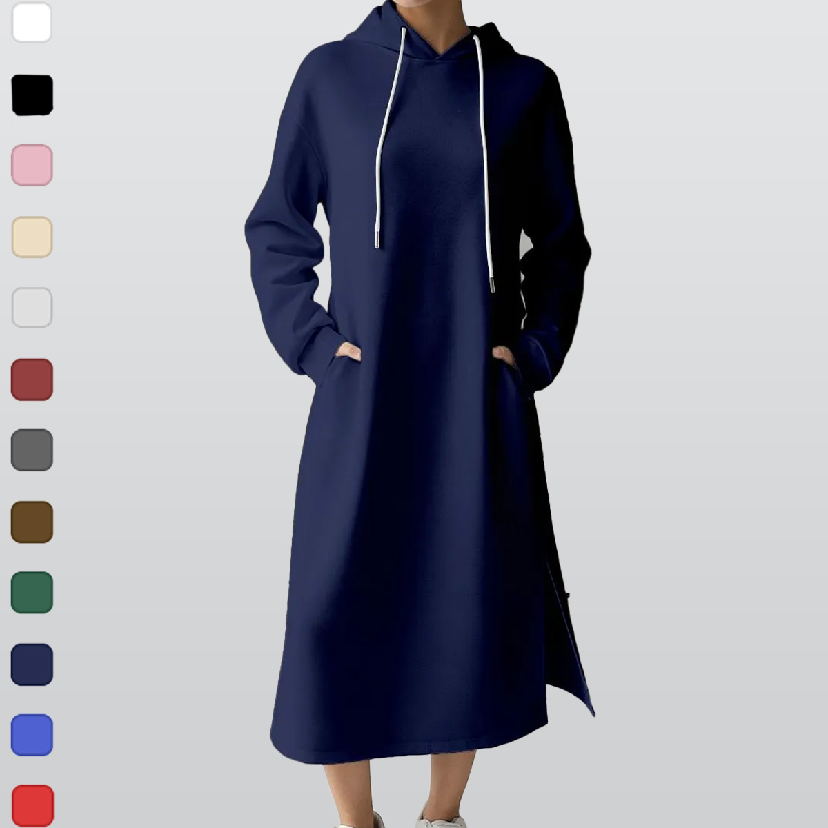 Women's Fleece-Lined Hoodie Dress With Side slits|DTF